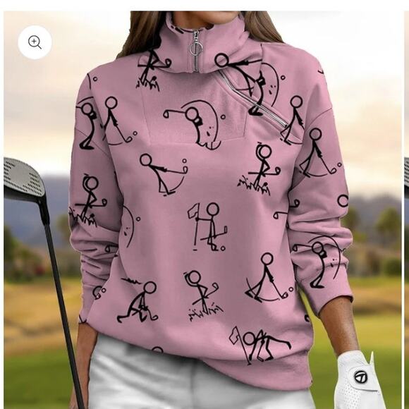 Acegolfs Woman's Hyper-Prep Golf Sweatshirt Pink & Black Size Medium - Picture 1 of 6